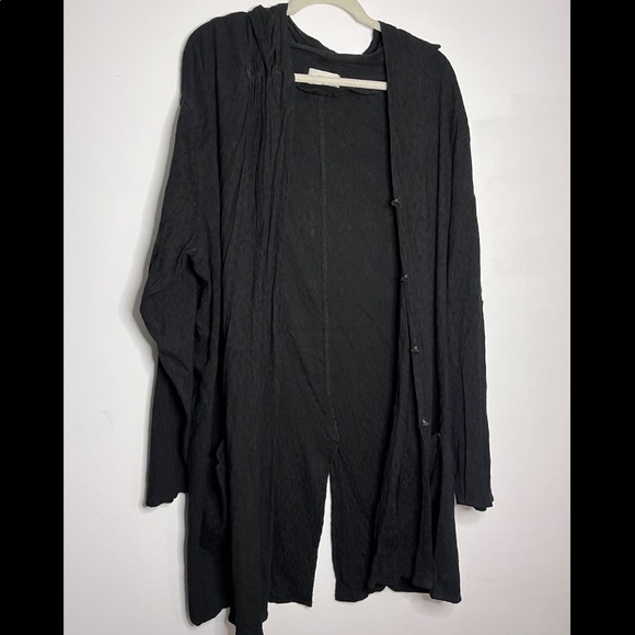 Flax Sweaters - Long FLAX Black duster button down cardigan